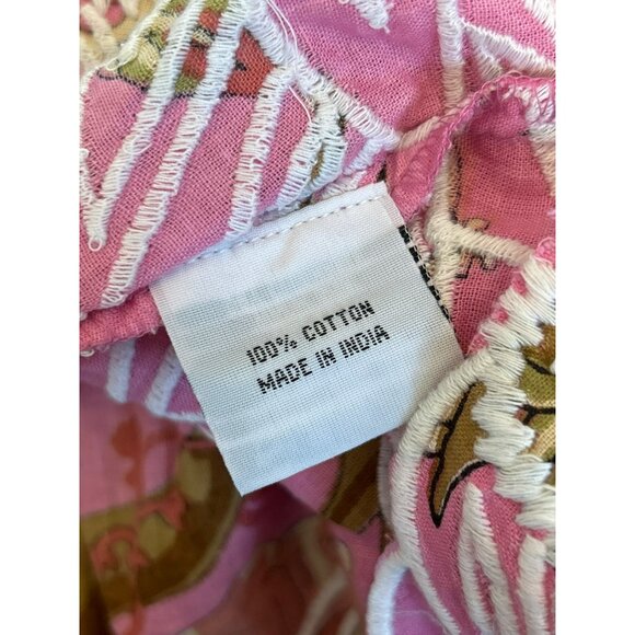 Juliet Dunn Bohemian Pink Retro Floral Embroidered Baby Doll Mini Dress Sz 3 - Picture 6 of 6